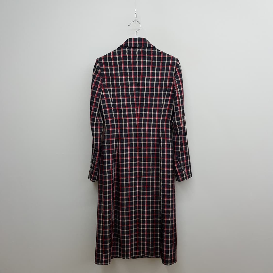 모조에스핀 체크 울 싱글 롱코트 55사이즈 상품이미지4