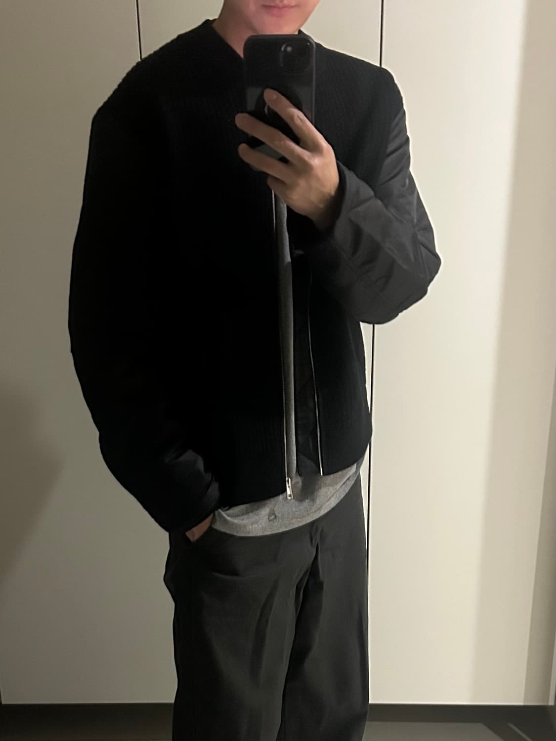 COS 코스 메리노 울 나일론 보머 자켓 블랙 상품이미지6