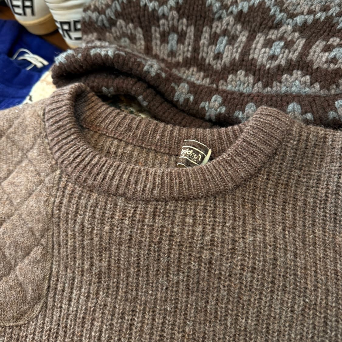 90S 선버드 모카 브라운 퀼팅 울혼방 스웨터  상품이미지4