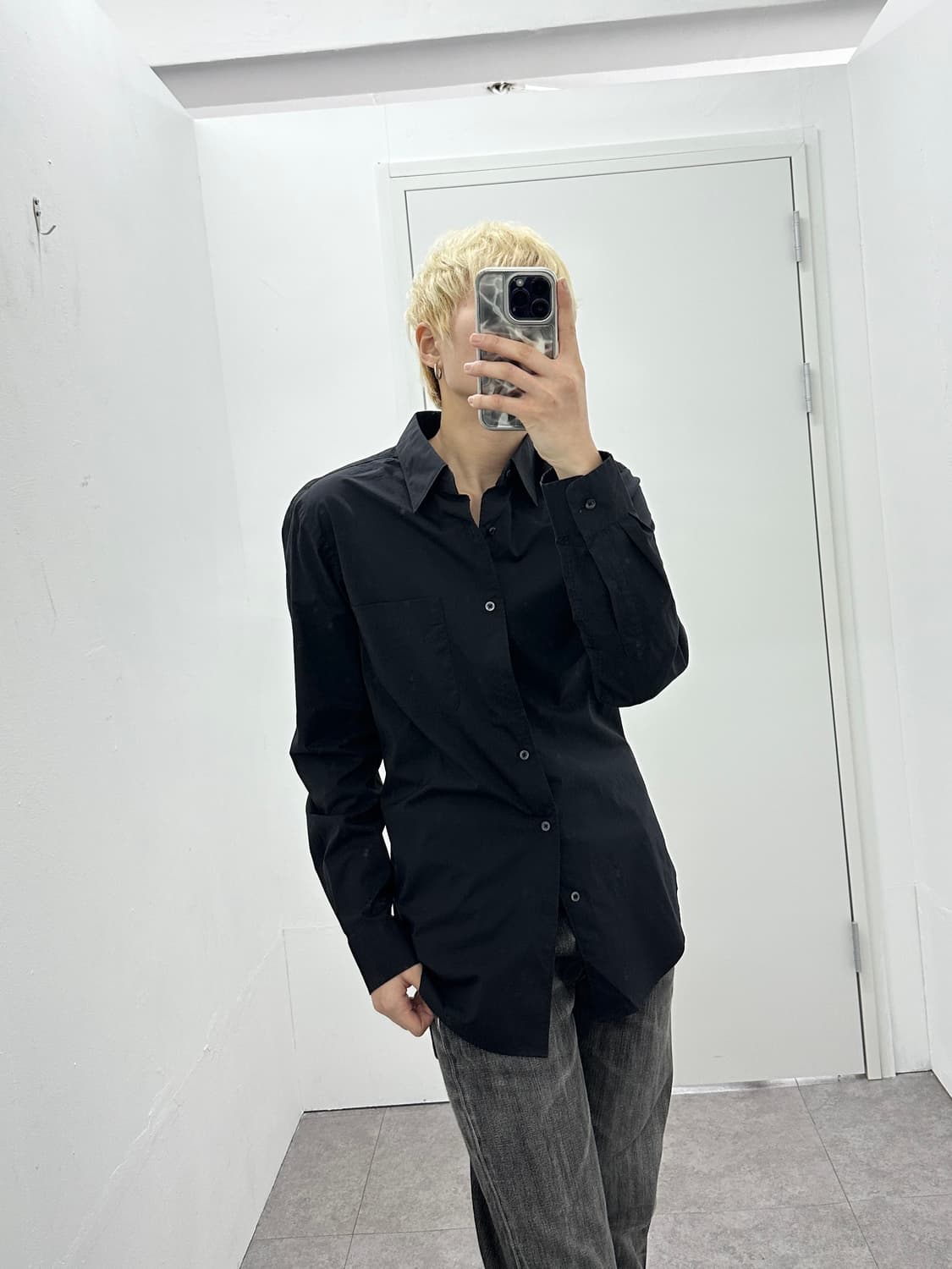 JPN stretch black shirts 상품이미지1