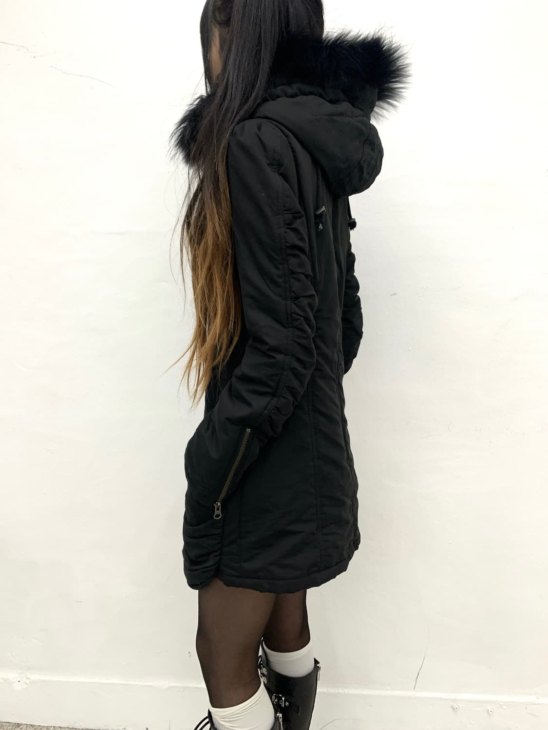 Lip service fur hood shirred pocket jack 상품이미지6