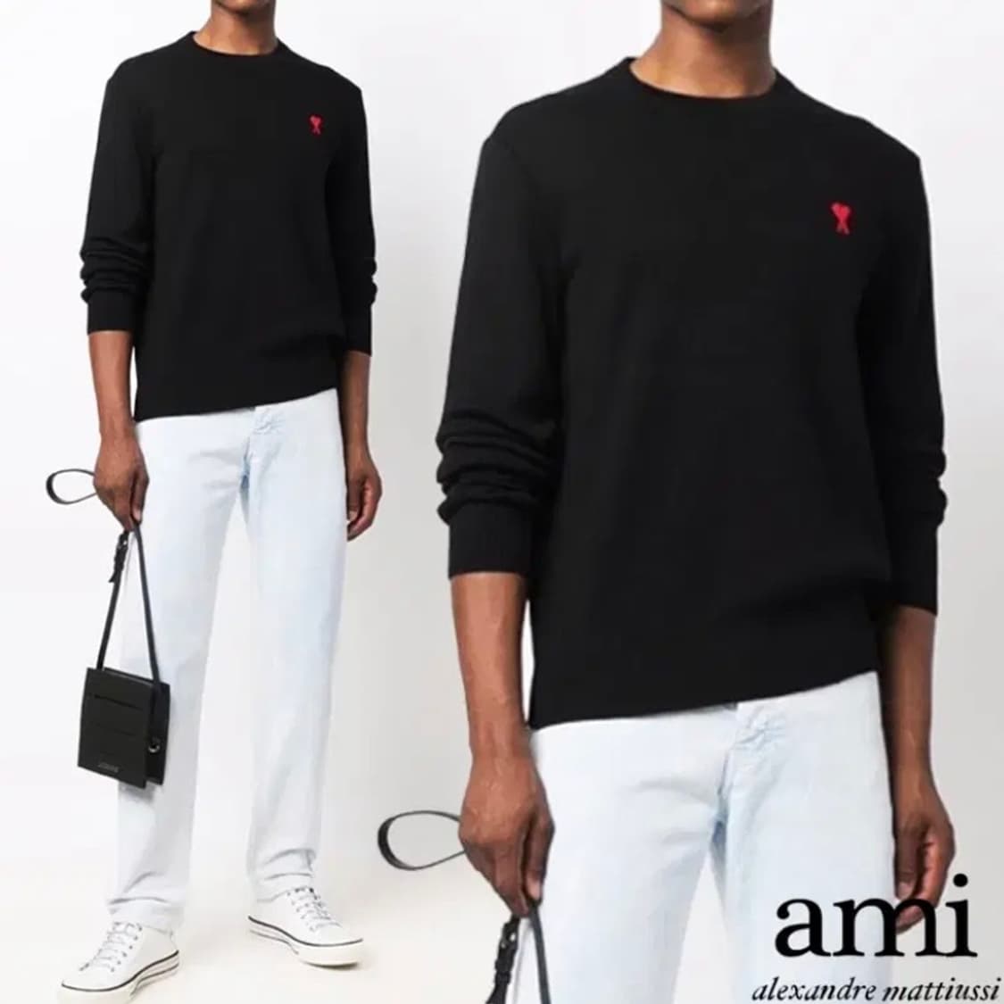 [정품] AMI 아미 레드 스몰하트 자수 메리노 울니트스웨터(XXL) 상품이미지2