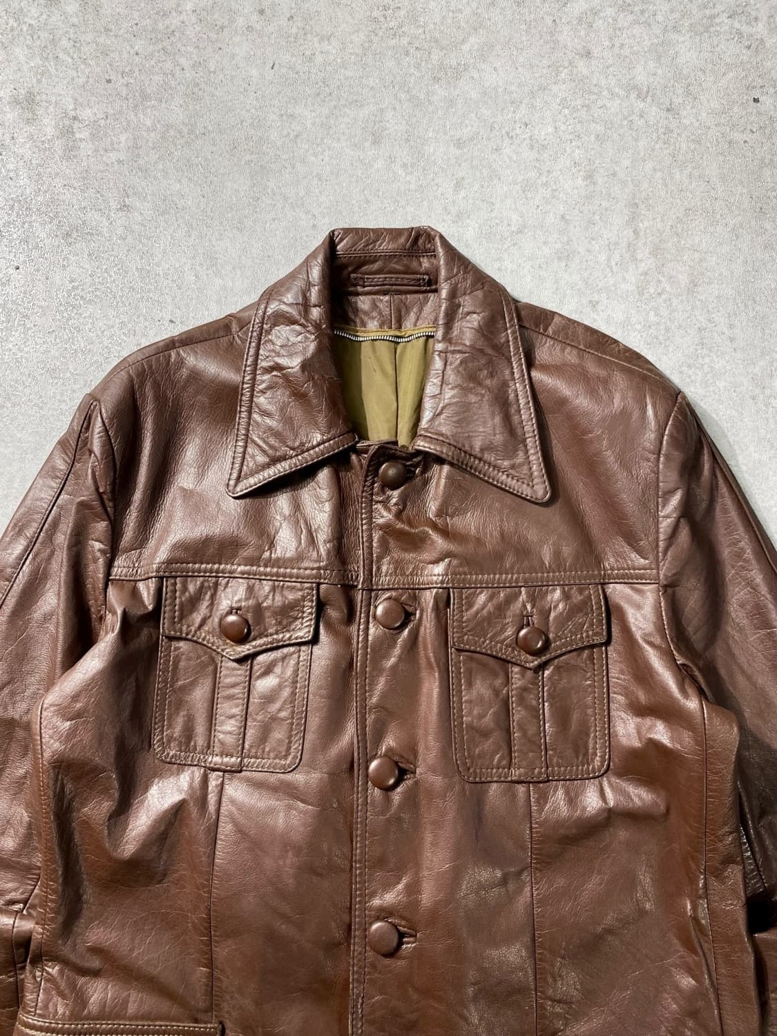 [42] OLD Vintage 올드 빈티지 브라운 레더 필드자켓 상품이미지2