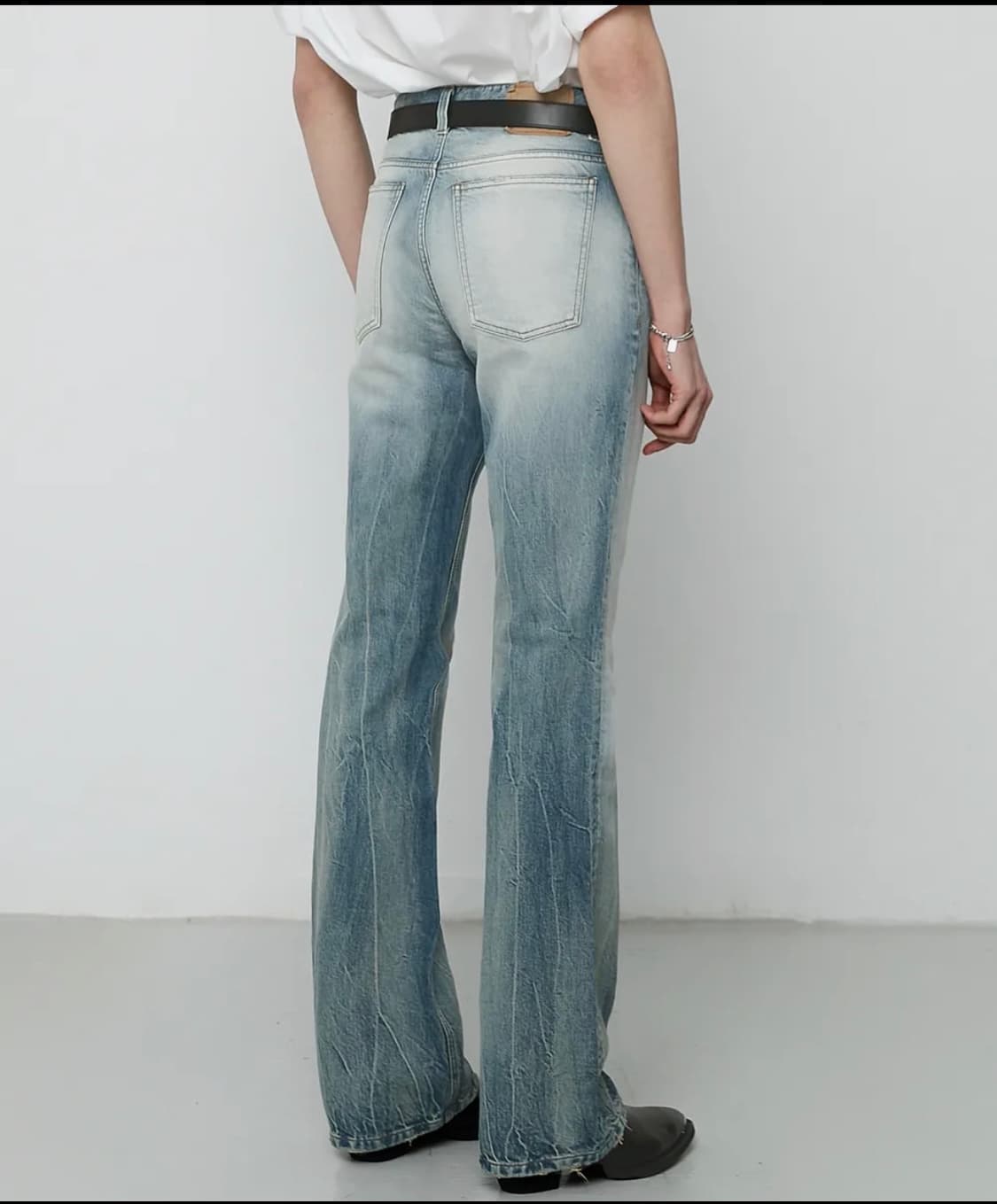 엘무드 슬래시 플레어 데님 팬츠 빈티지 블루 46 상품이미지3