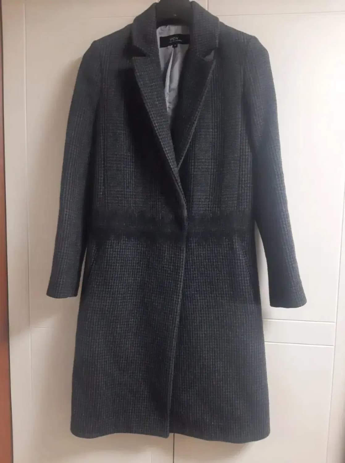 vov 체크 /line 네이비 모직코트 55 상품이미지1