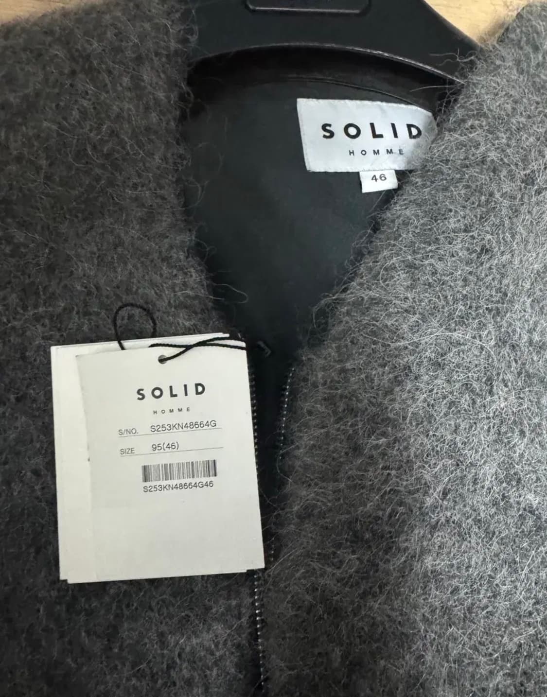 솔리드옴므 25fw 알파카 브이넥 집업 가디건(46) 새상품급 상품이미지3