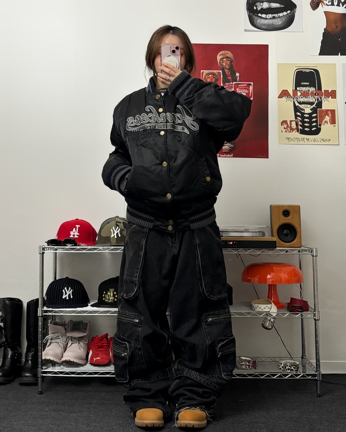 MLB 00s 뉴욕 양키즈 퀼팅 점퍼 블랙 상품이미지4