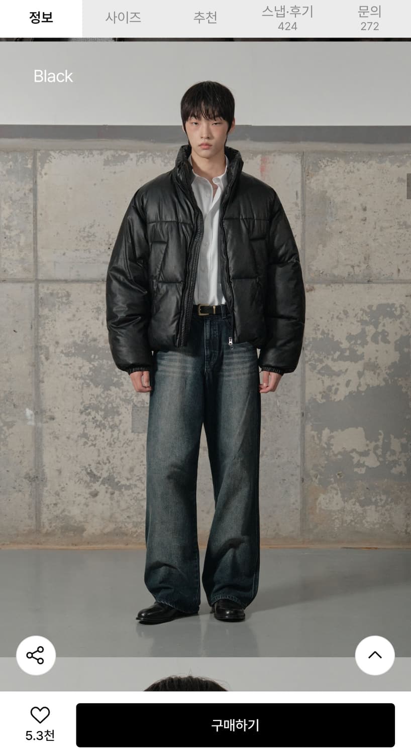 세컨모놀로그 레더 패딩 블랙 m 상품이미지4