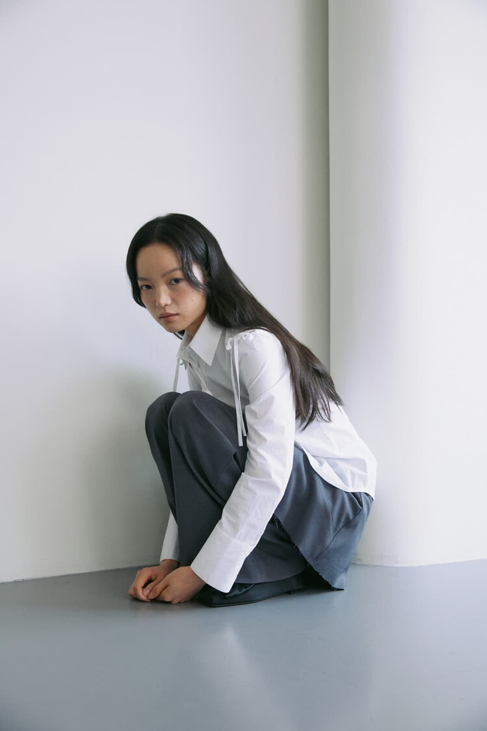 Youshim (유심) 리본 셔츠 화이트 상품이미지8