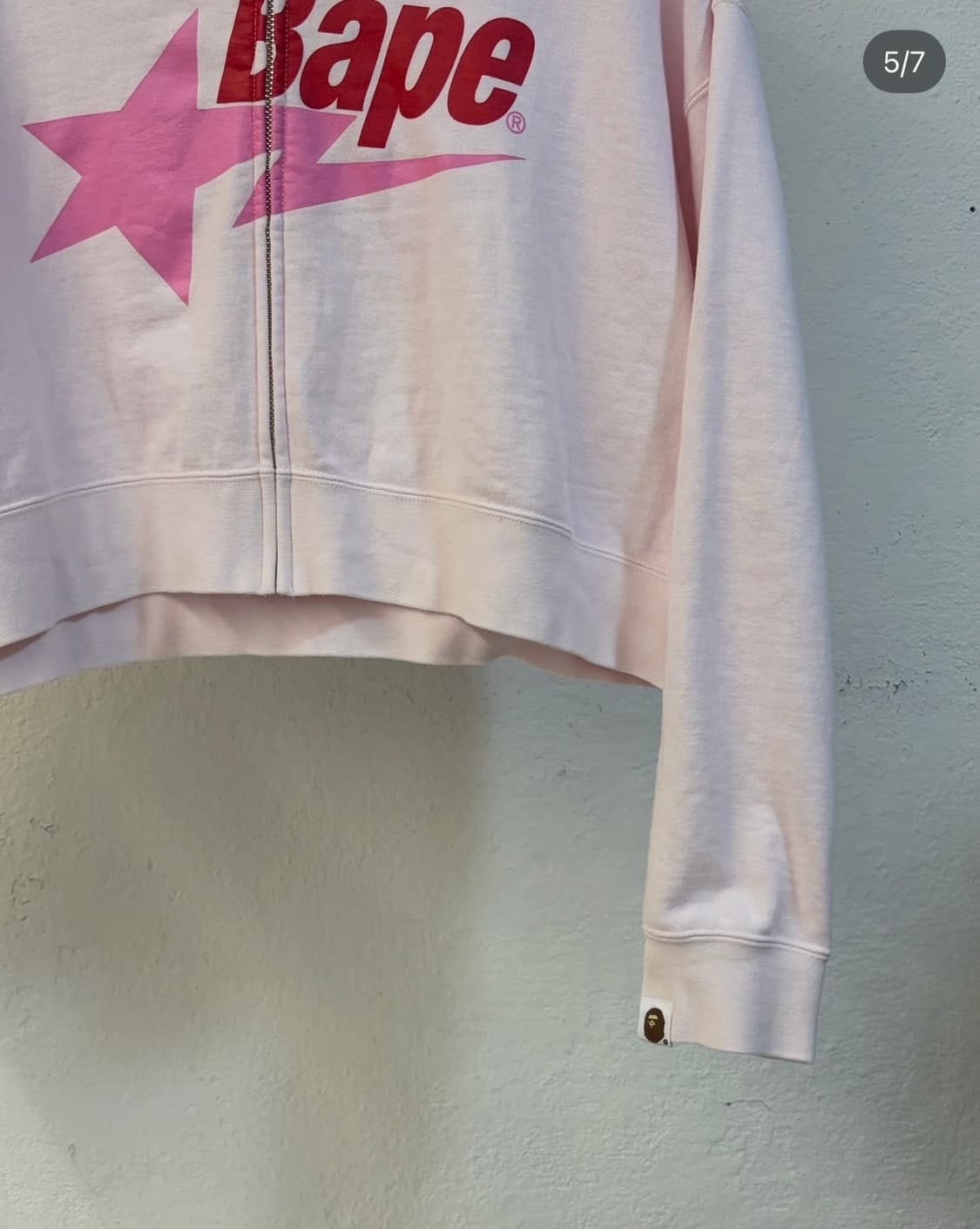 베이프 스타 딸기우유 크롭 후드집업 상품이미지5