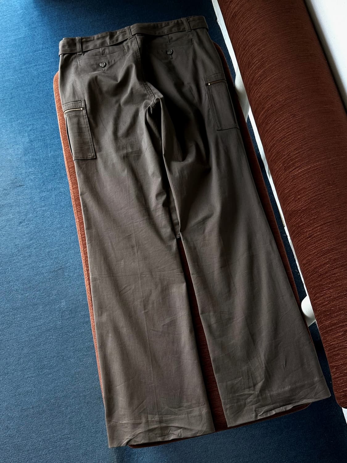 Cotton belted semi flare straight pants 상품이미지2
