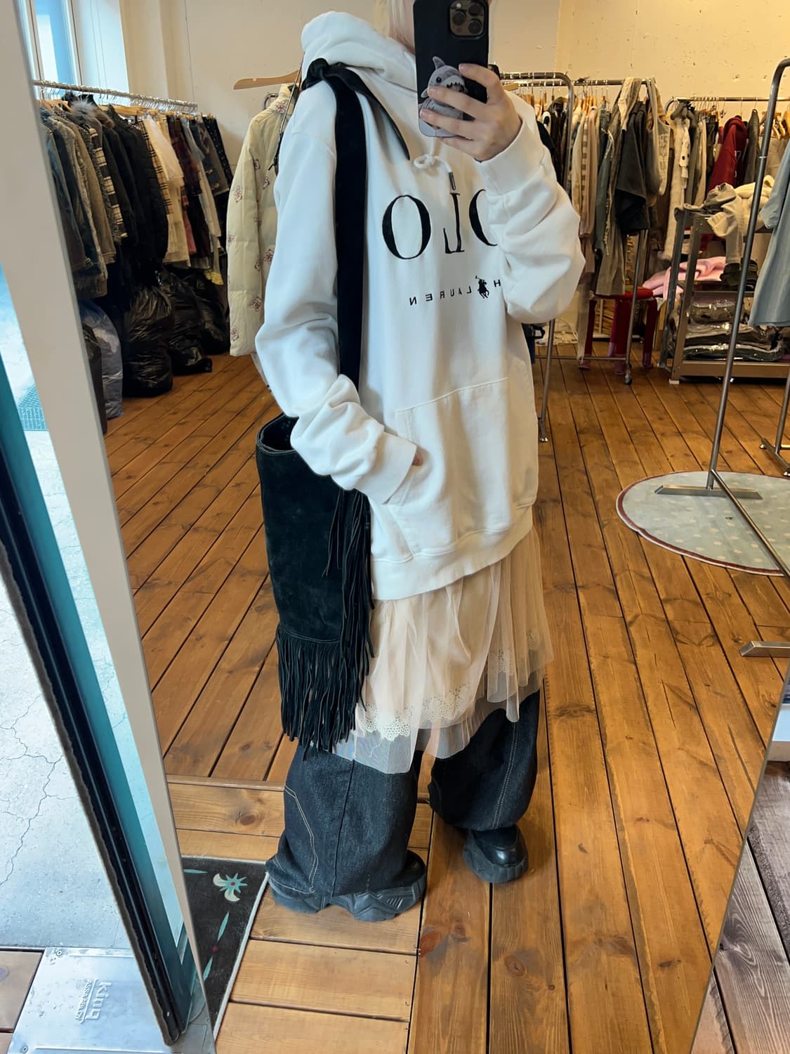 폴로 화이트 로고 후드티 상품이미지2