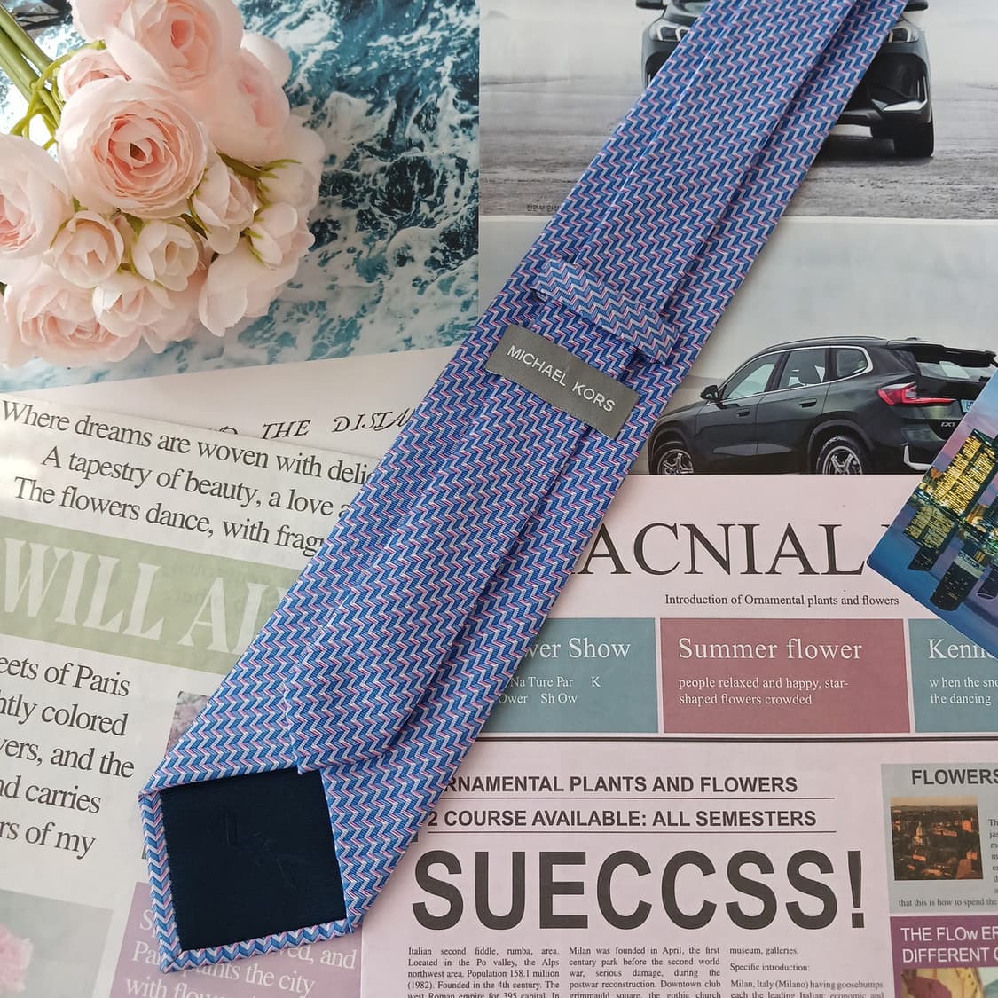 마이클코어스 실크 블루 지그재그 넥타이 7.8cm A+등급 A19050
 상품이미지5