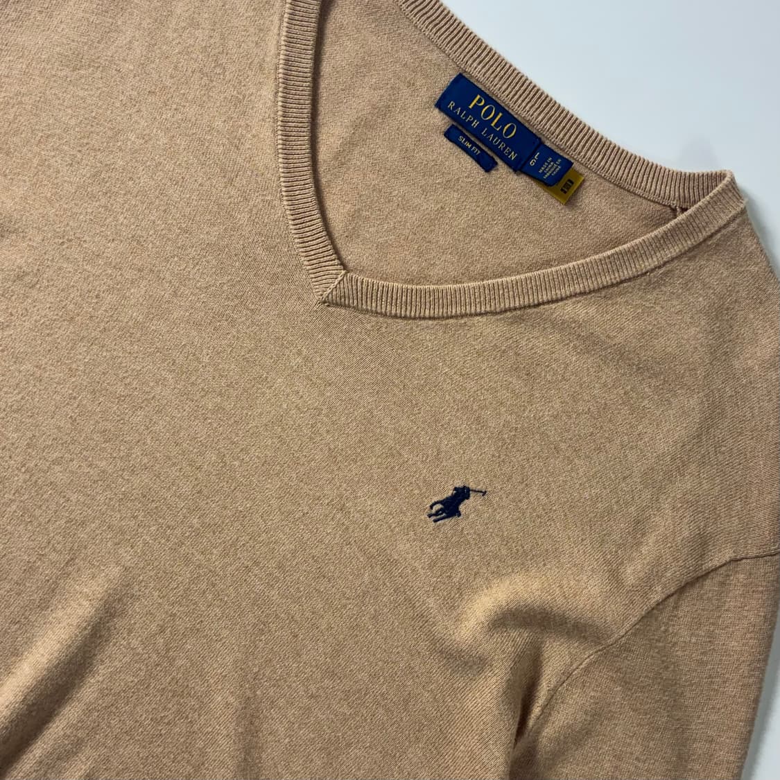 Polo  폴로 랄프로렌 신형 자수 코튼 베이지 브이넥 니트 상품이미지3