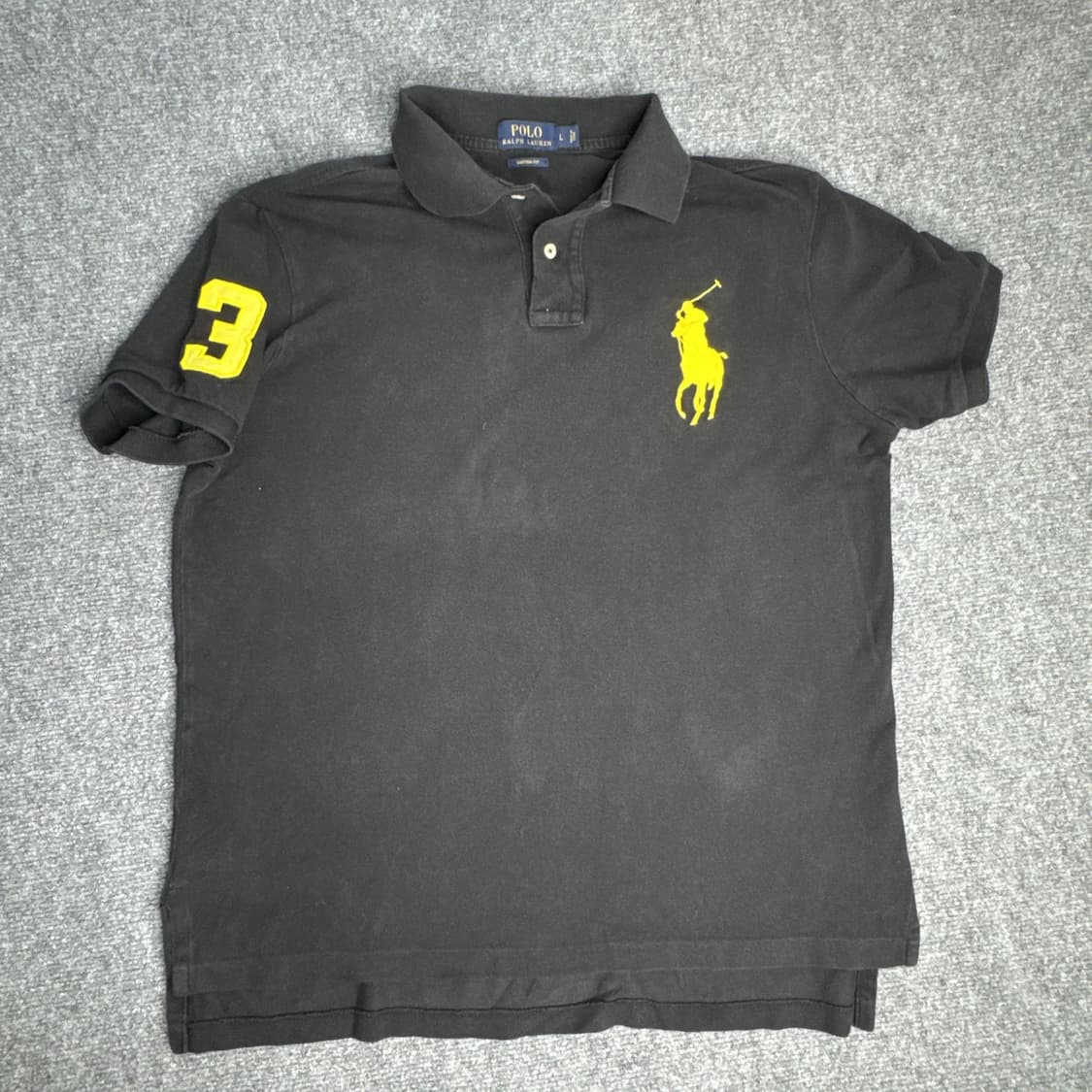 폴로 랄프로렌 빅포니 반팔 카라티 블랙 옐로우 상품이미지1