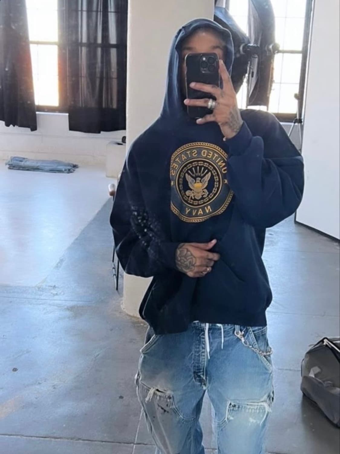 [XL] 90s USA 네이비 USN NAVY 빈티지 후드티  상품이미지1