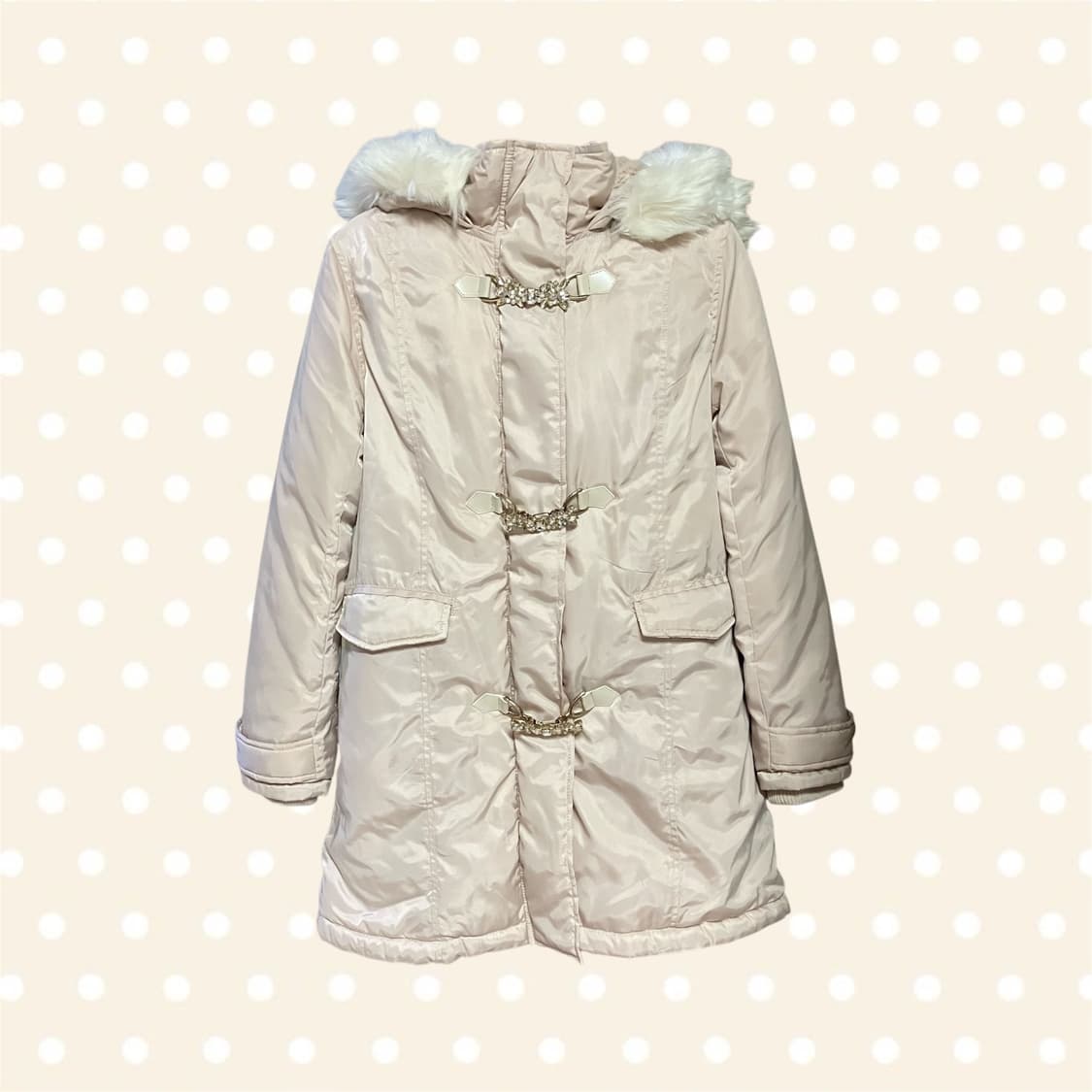 datura 비쥬 버클 퍼 연베이지 파카 패딩 갸루 오네갸루 일브 고전 상품이미지3