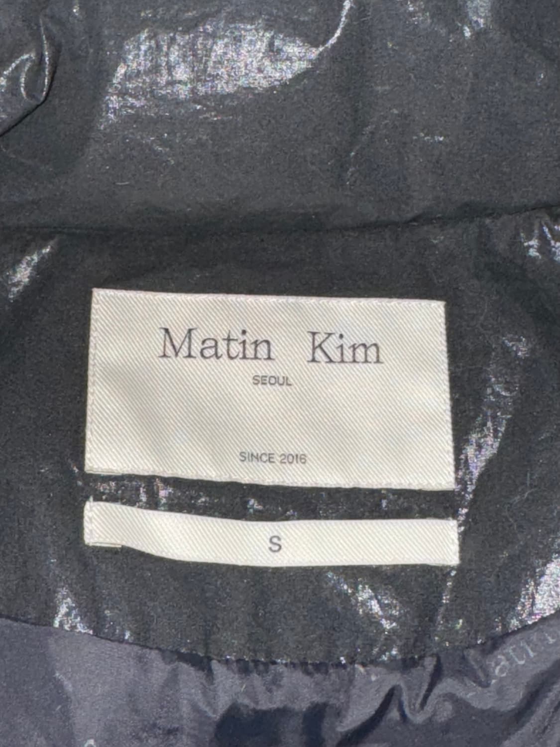 마뗑킴 로고 코팅 다운 점퍼 블랙 S 새상품급 상품이미지4