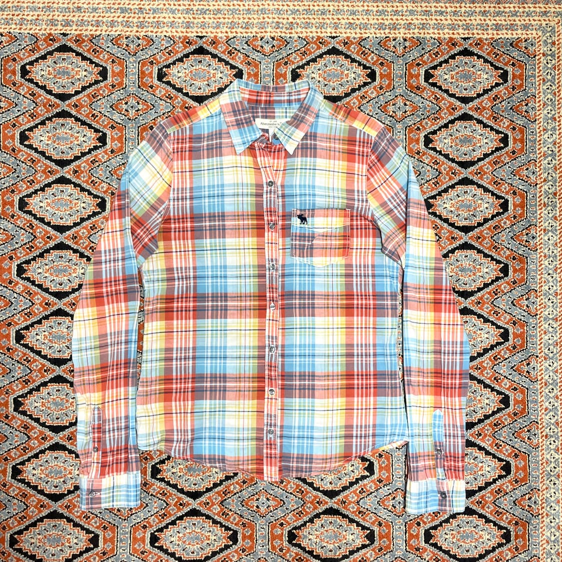 아베크롬비 트로피컬 마드라스 체크 셔츠 여성M 상품이미지1