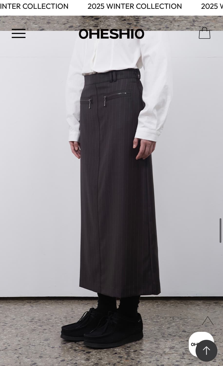 오헤시오 스트라이프 슬릿 롱스커트 브라운 상품이미지2