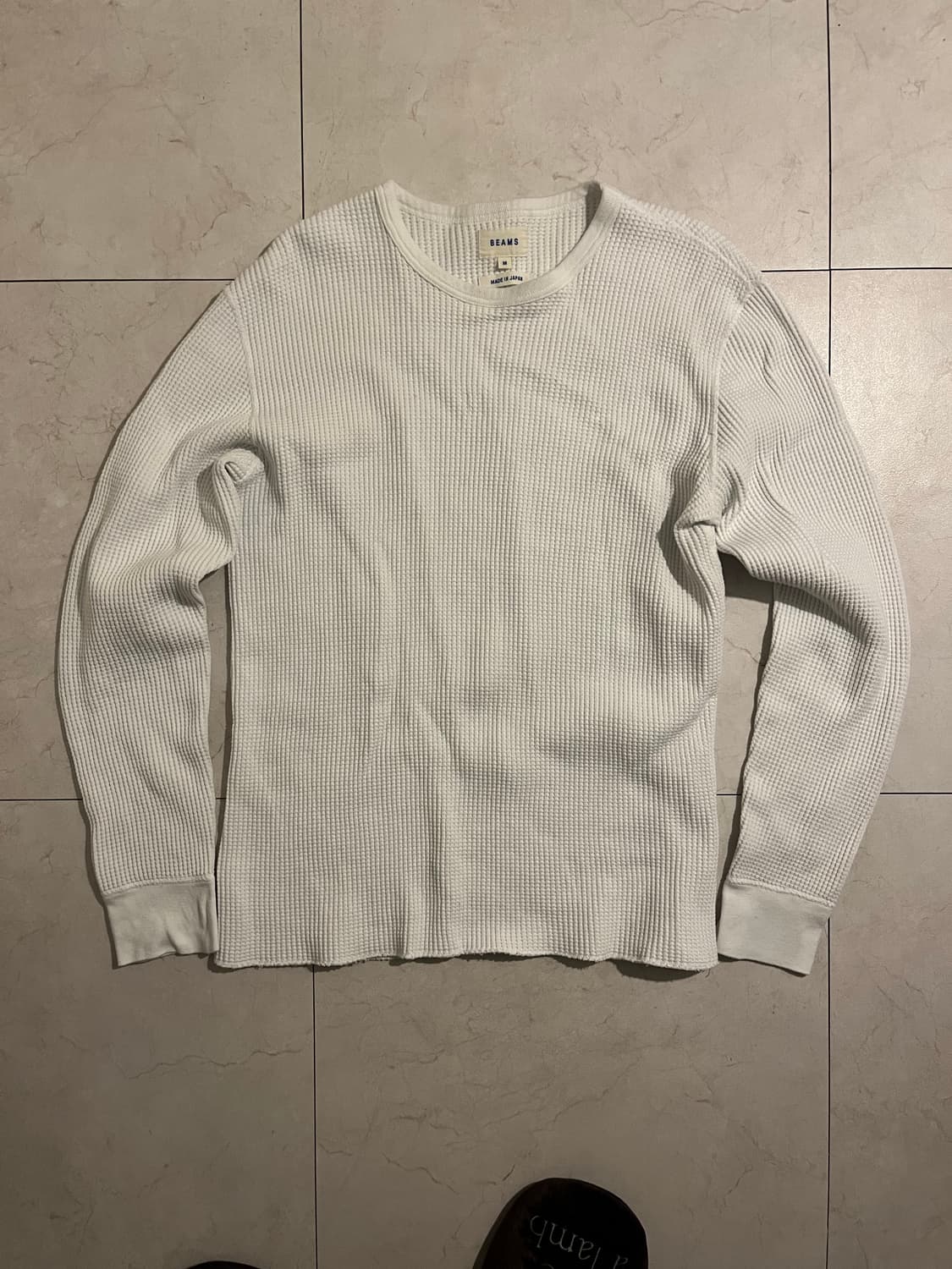 빔즈 Beams made in japan 크림 와플 맨투맨 상품이미지1