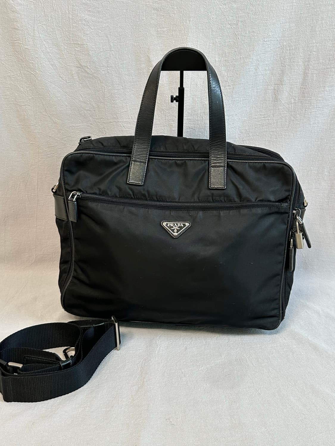 프라다 블랙 포코노 서류 가방 나일론 사피아노 상품이미지4
