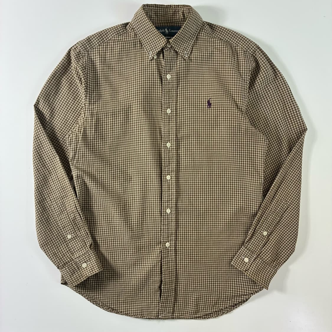 Polo  폴로 랄프로렌 자수 코튼 브라운 체크 셔츠  상품이미지1