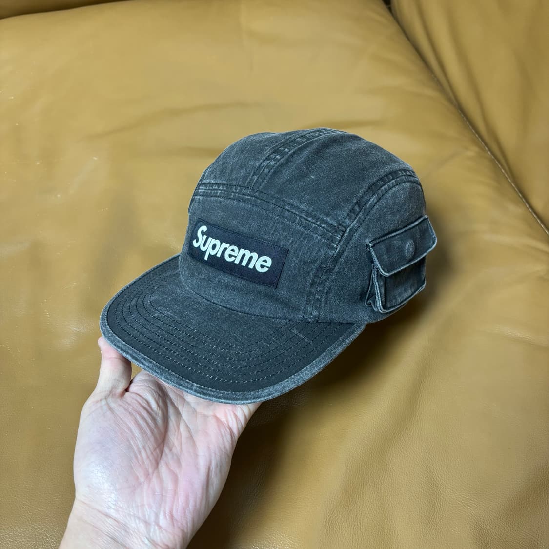 슈프림 캠프캡 모자 박스로고 밀리터리 카고 워시드 블랙 상품이미지5