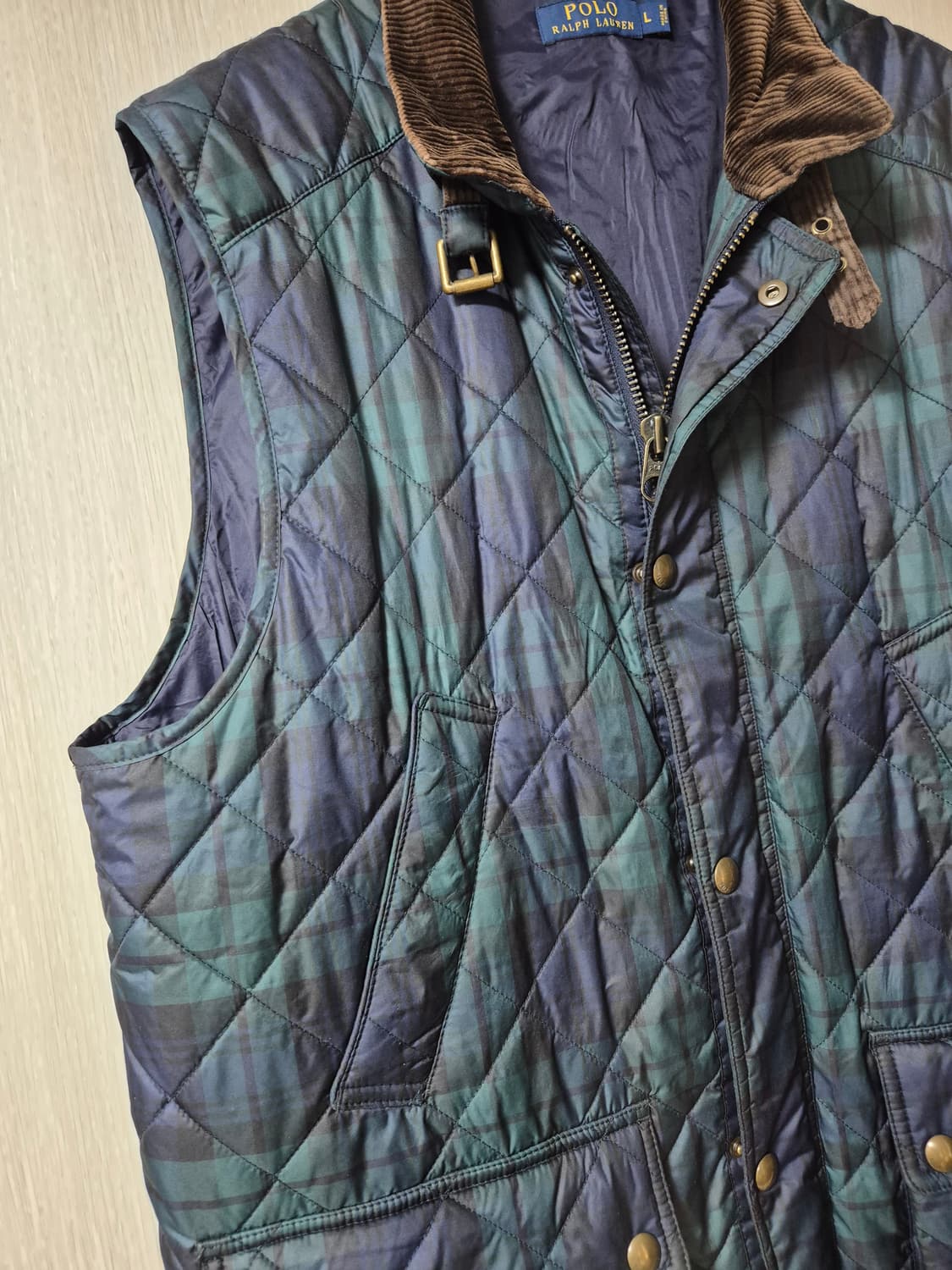 폴로 랄프로렌  블랙와치 타단 체크 패딩 조끼 라지 남성 상품이미지6