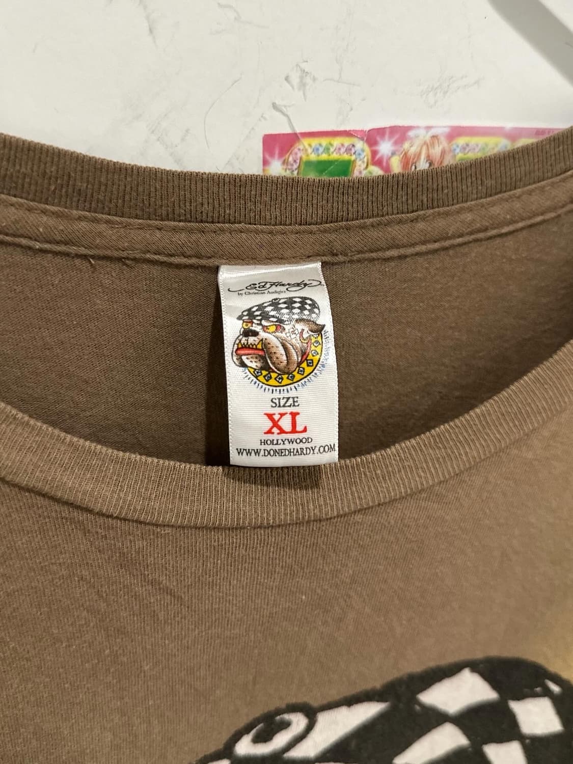 Ed Hardy Print Brown sleeved T-shirt 상품이미지3