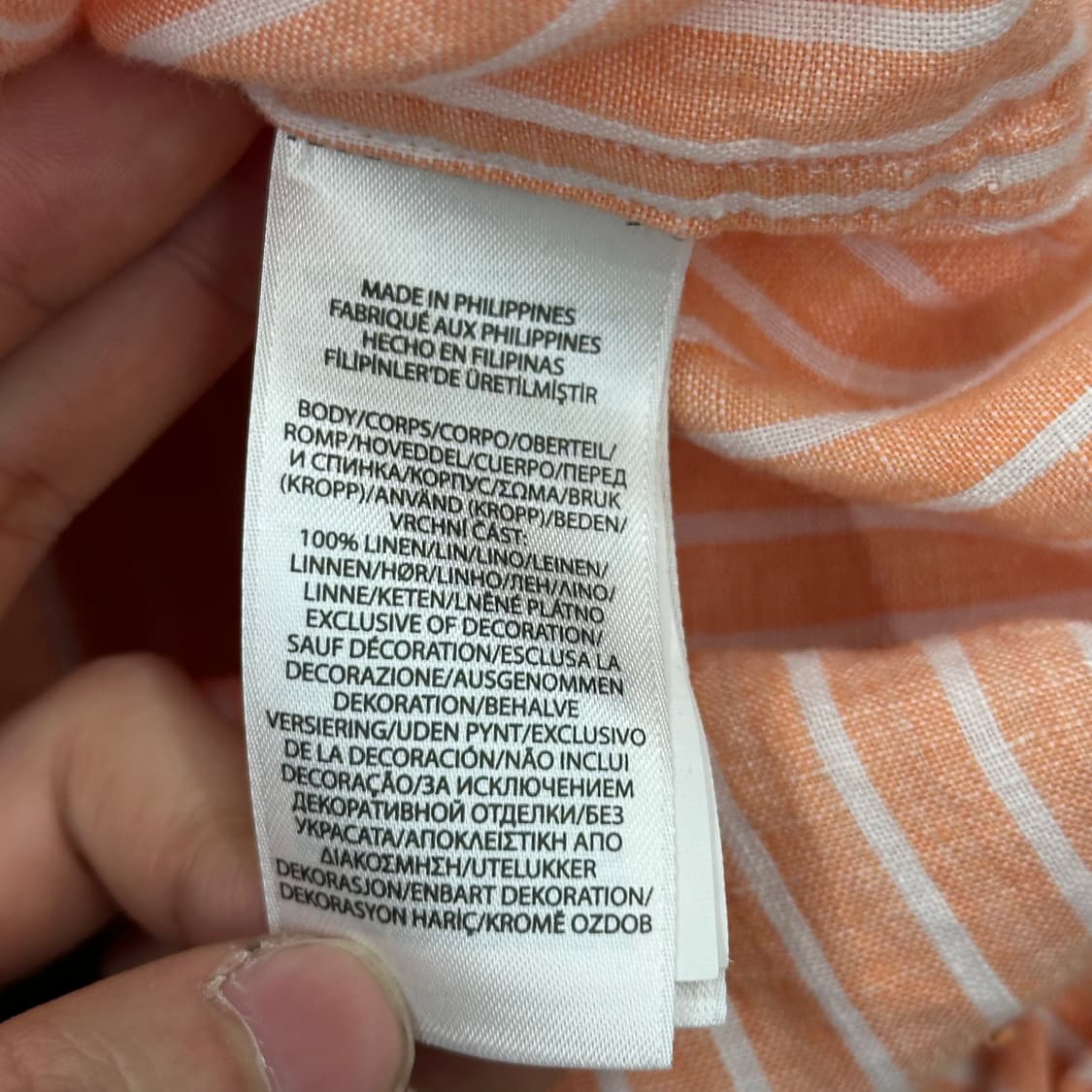 M 폴로랄프로렌 릴렉스핏 오렌지 스트라이프 린넨 셔츠 상품이미지5