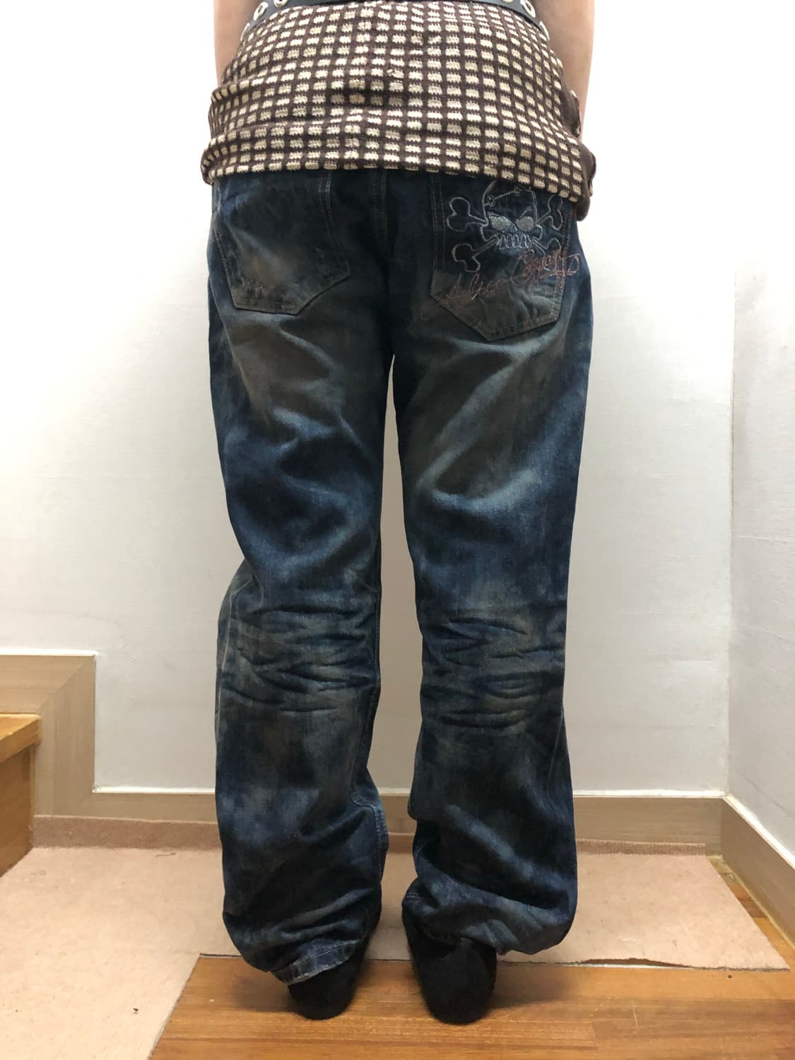 빈티지 데님 워싱 펑크 팬츠 상품이미지1