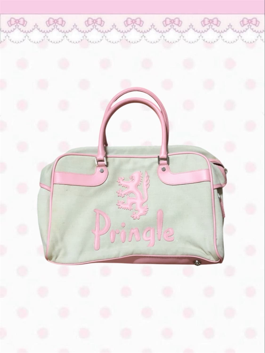 Pringle 핑크베이지 트래블 토트백 히메카지 갸루 보부상 상품이미지1