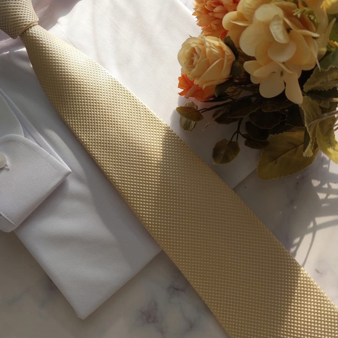 지안프랑코 페레 실크 아이보리 텍스처 넥타이 8.7cm A등급 K1714 상품이미지7