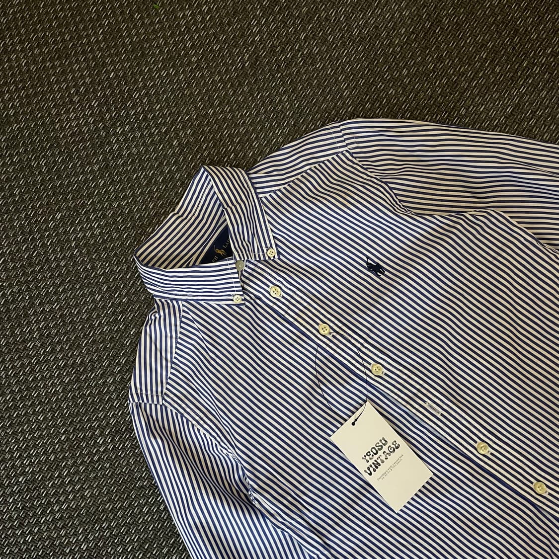 키즈 폴로랄프로렌  블루 스트라이프 로고 자수 셔츠 S 상품이미지3