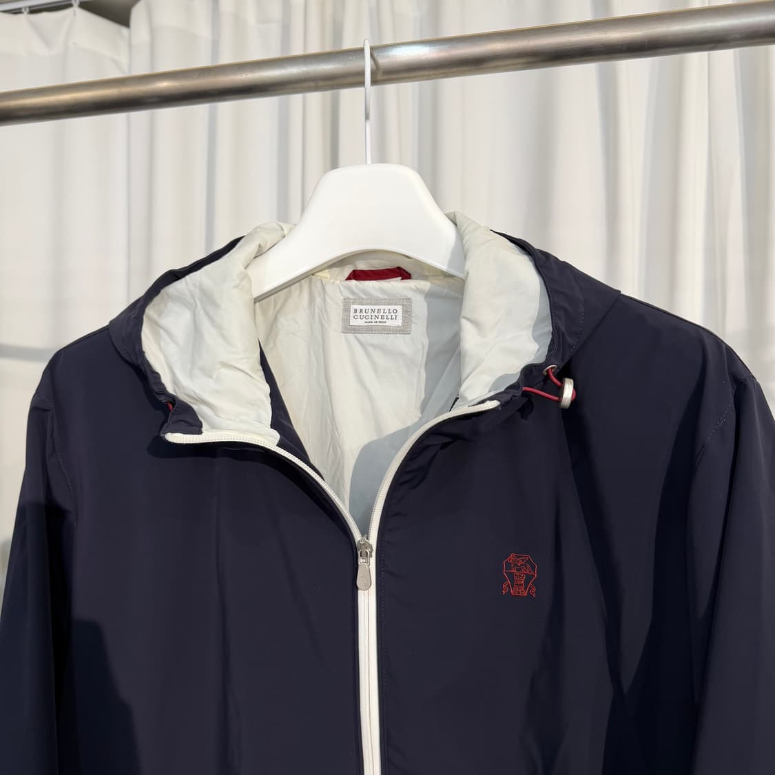 (2XL) 브루넬로 쿠치넬리 로고 본디드 나일론 후드 자켓 상품이미지2