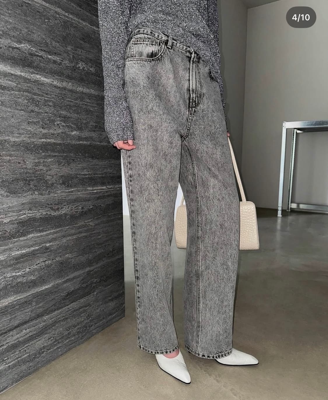 드래곤블루스 스트레이트 워시드 진 - 쏠트그레이 상품이미지2