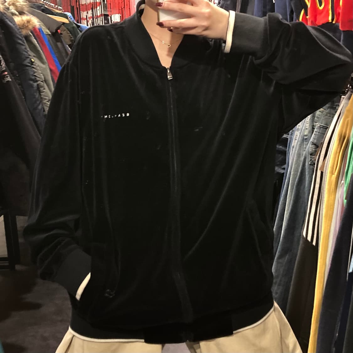 [IM] 션존 블랙 벨벳 블루종 집업 자켓  상품이미지5