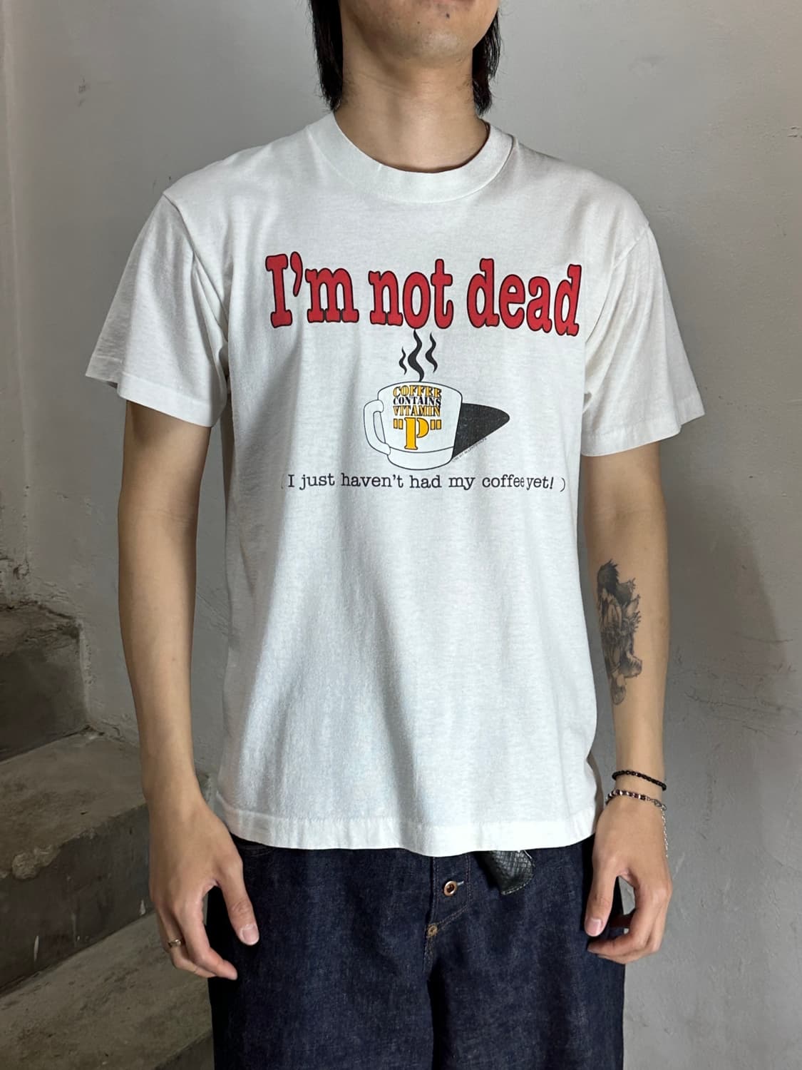 90's 싱글 스티치 I’m Not Dead ☕️ 빈티지 티셔츠 상품이미지9
