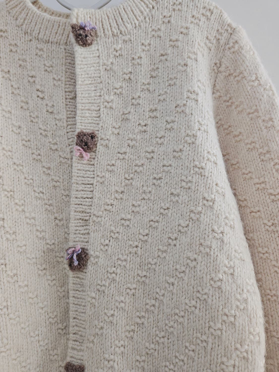 빈티지 아비보리 곰돌이 뜨개 단추 니트가디건 상품이미지5