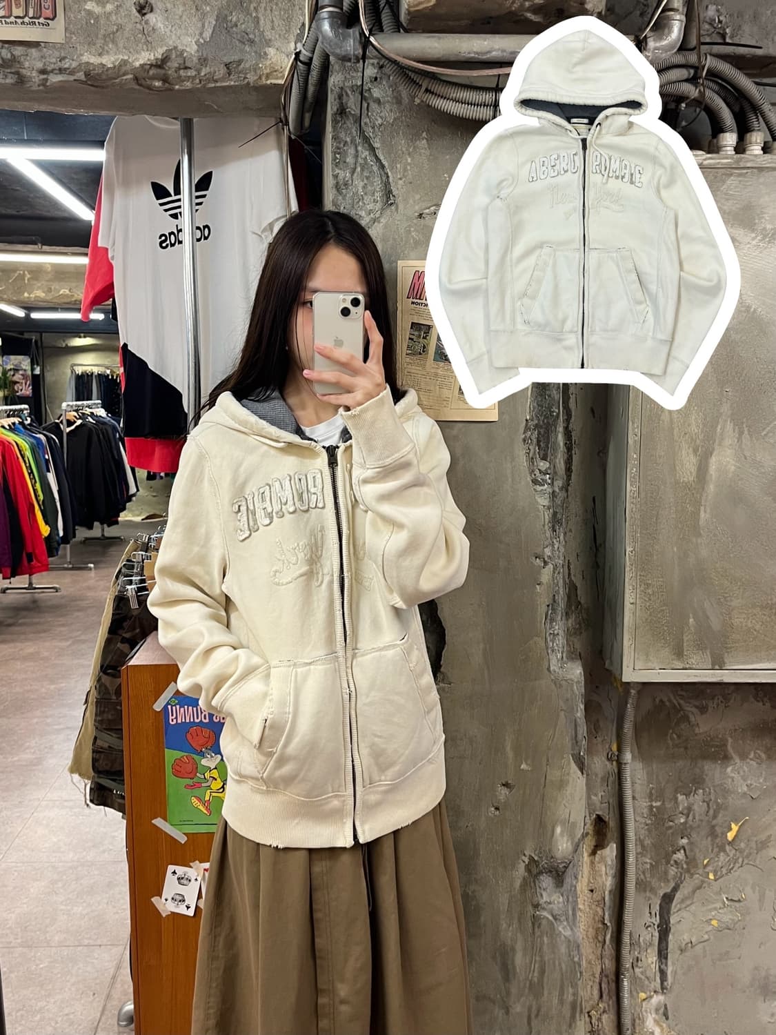 아베크롬비 후드집업 아이보리 M #csz1295 상품이미지1