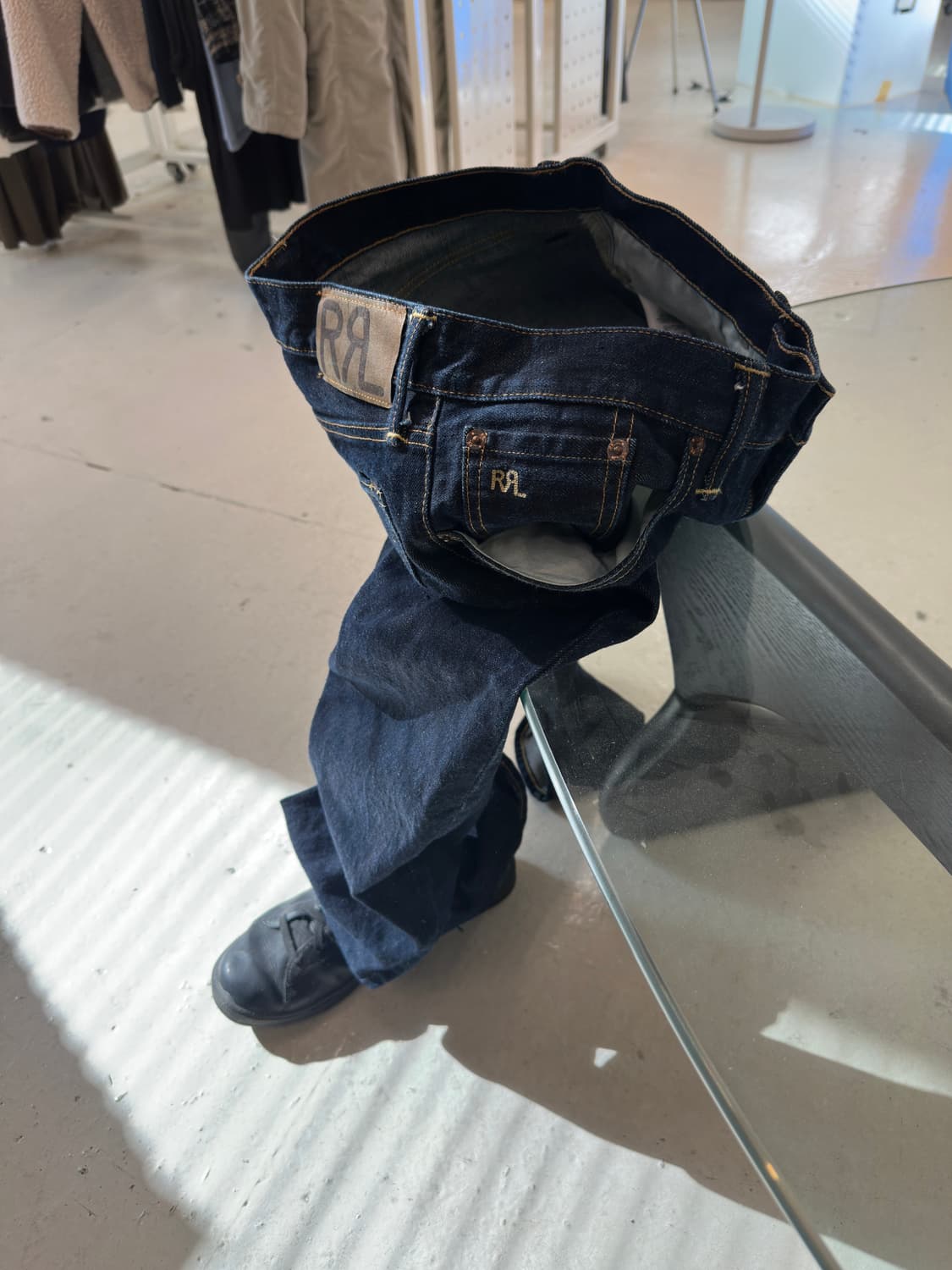 Rrl 더블알엘 슬림내로우 논워시 블루데님팬츠 상품이미지1
