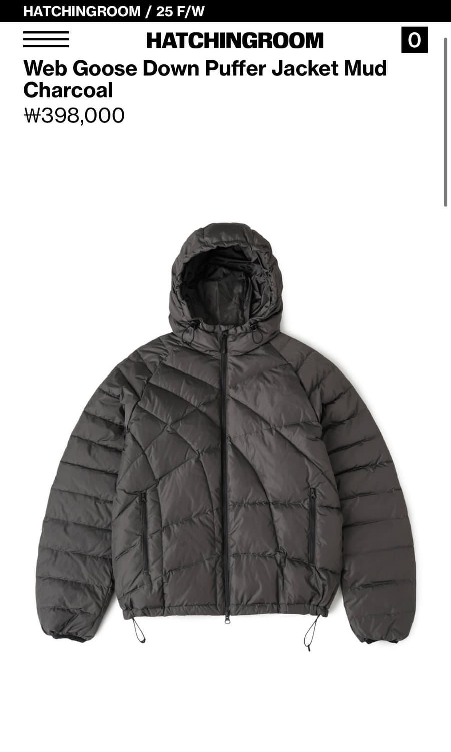 25FW Web Goose Down Puffer Jacket Mud차콜 상품이미지1