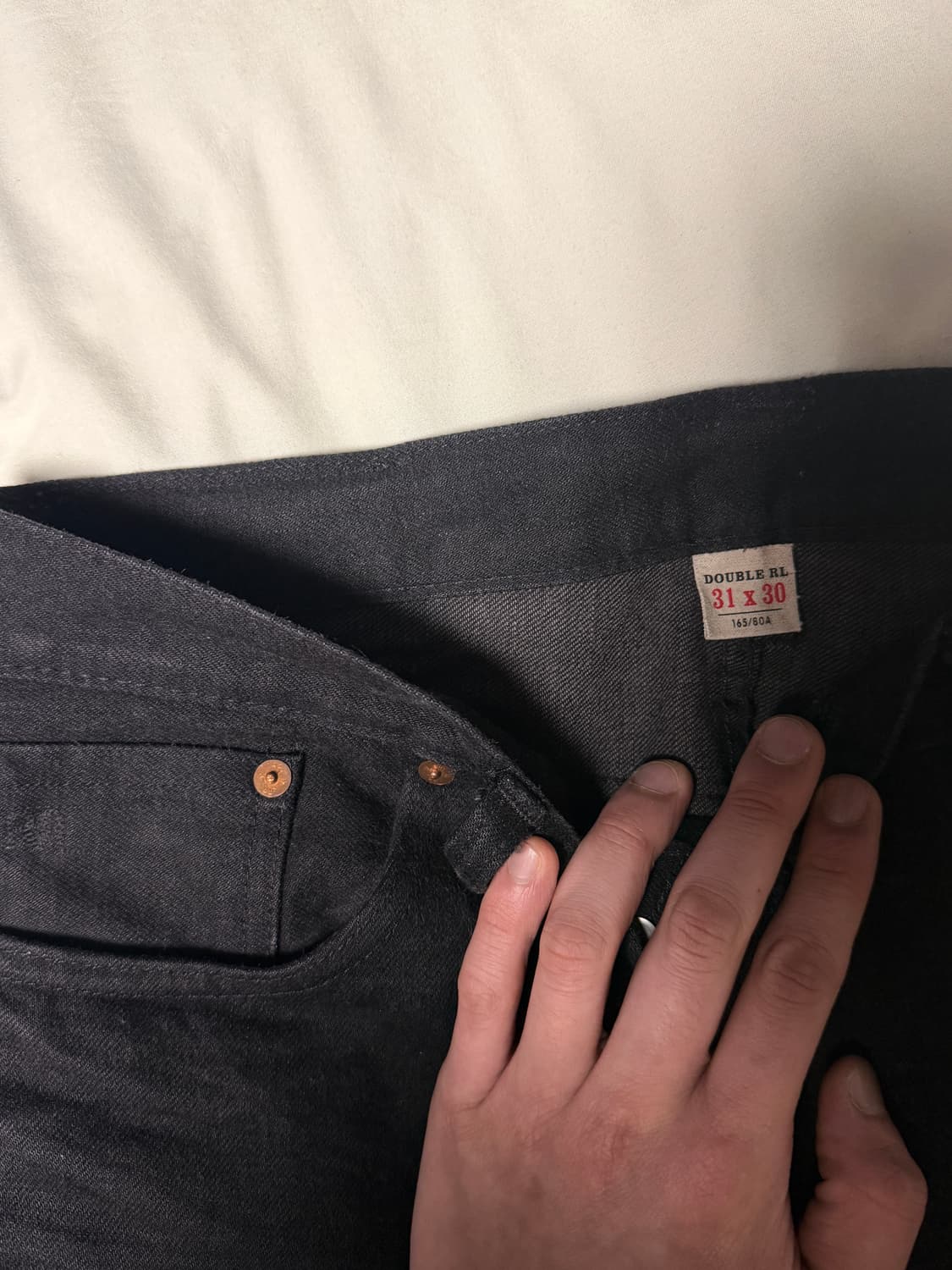 RRL 슬림핏 블랙 셀비지 진 31x30  상품이미지3