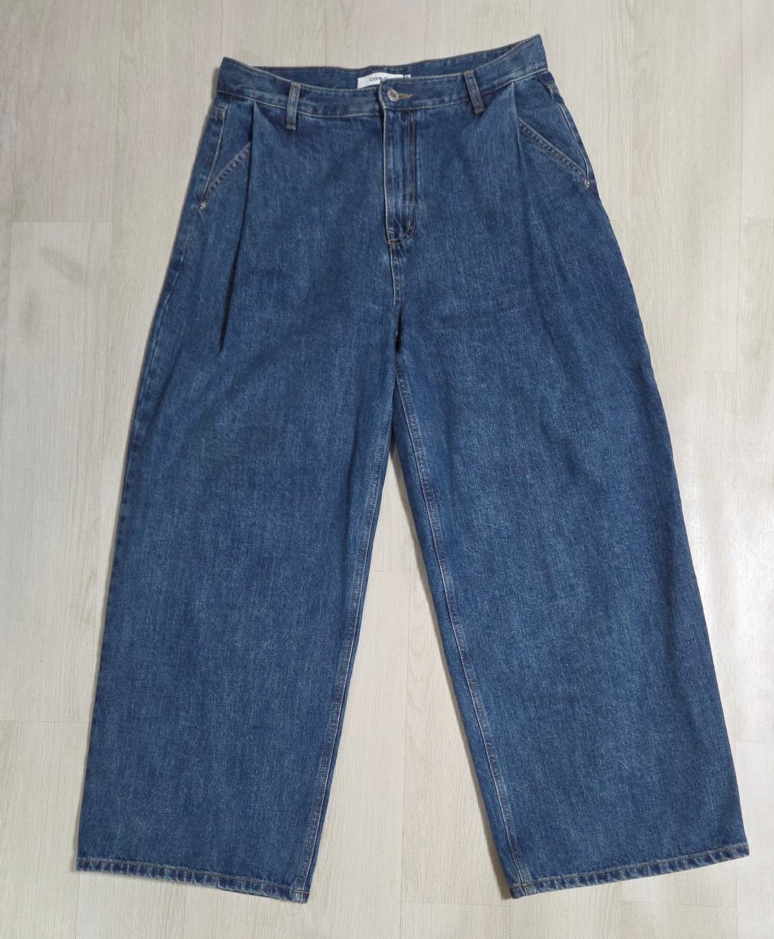 코어드 core de 핀턱 와이드 데님 팬츠  상품이미지1