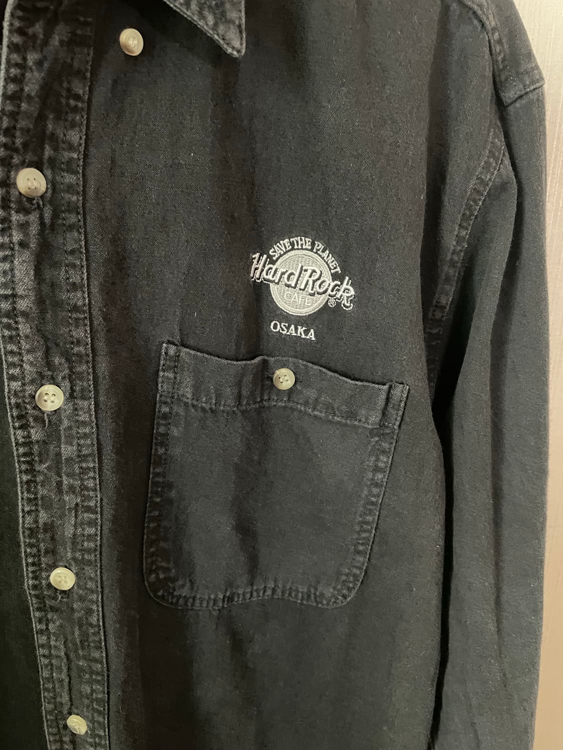 하드락카페 오사카 자수 블랙 셔츠 / 빈티지 워싱 셔츠 상품이미지3