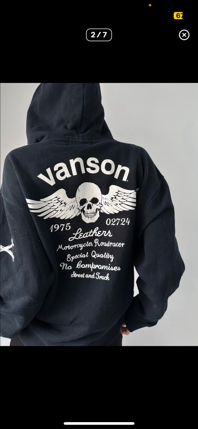 밴슨 스컬 아트워크 로고 프린팅 후드집업 상품이미지2