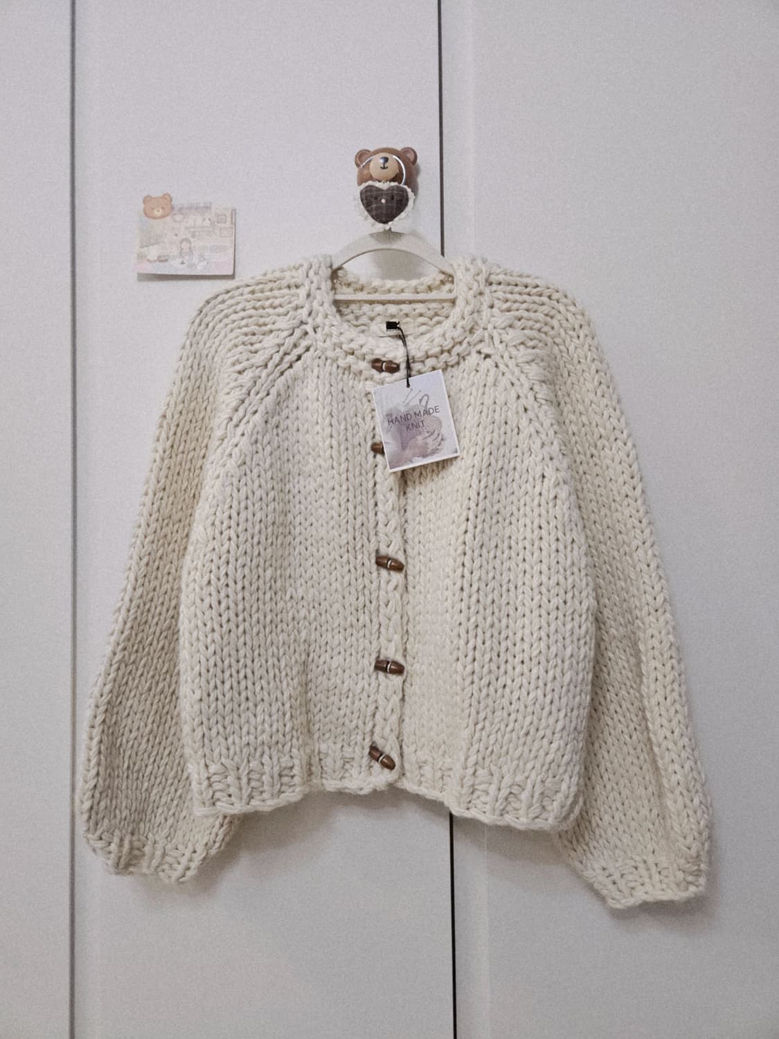 [새상품] 아이보리 핸드메이드 니트 가디건 스웨터 상품이미지1