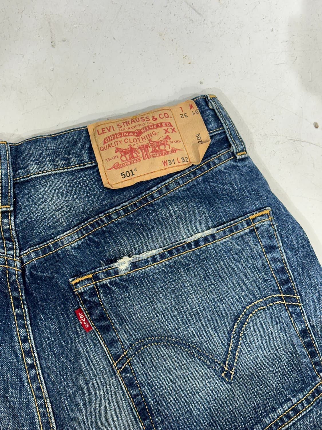 리바이스 501 중청 워싱 데님 청바지 30 상품이미지6