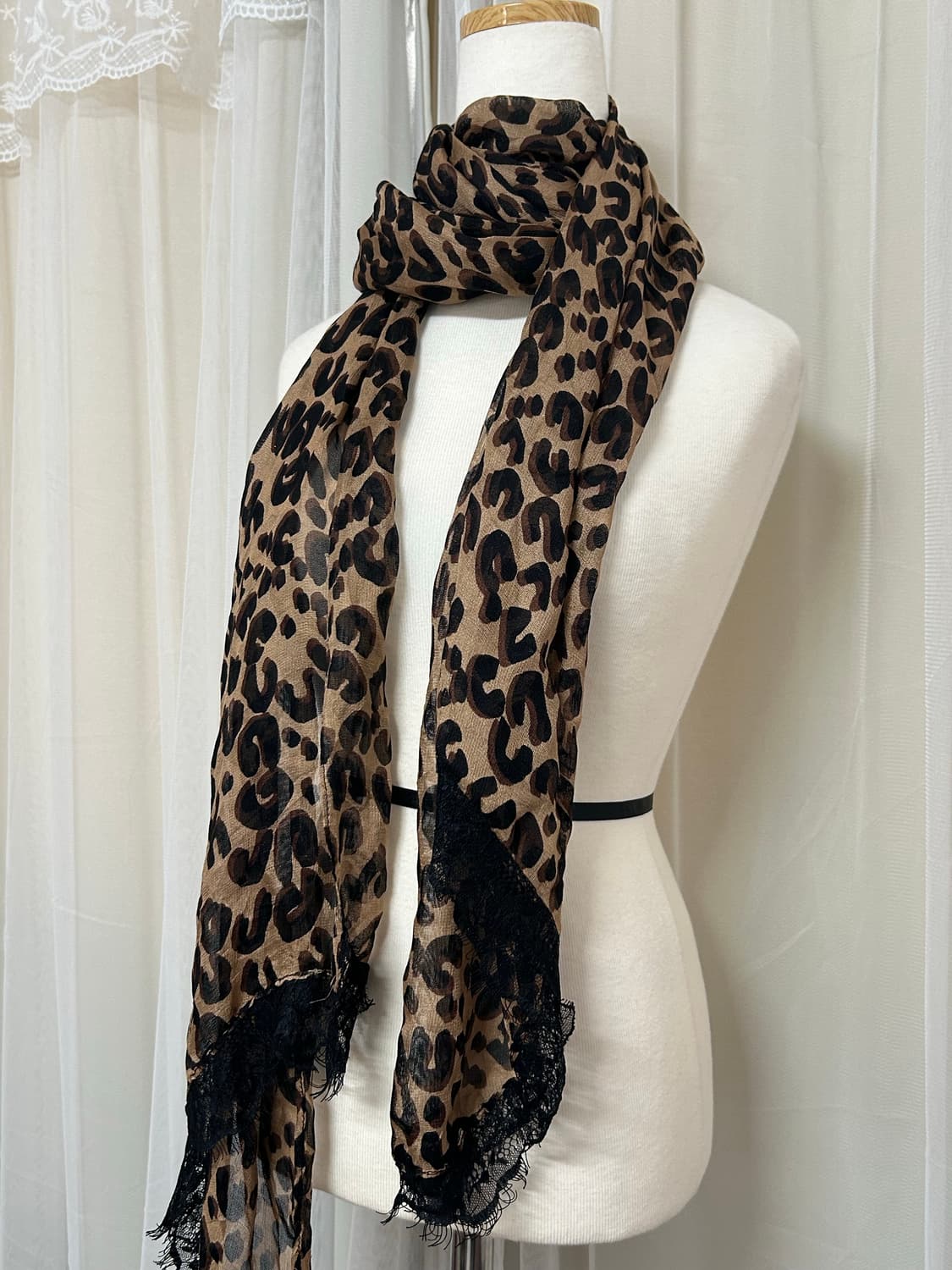 레오파드 레이스 머플러 갸루깔 상품이미지2